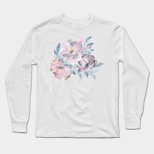 Watercolor of pink and purple flowers Long Sleeve T-Shirt